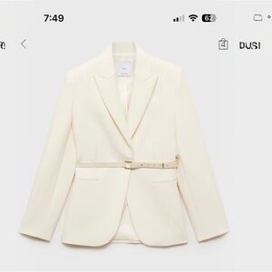 Structured Ecru Blazer with Belt - Mango